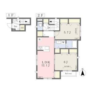 2LDK Apartment in Minamimotomachi - Shinjuku-ku Floorplan