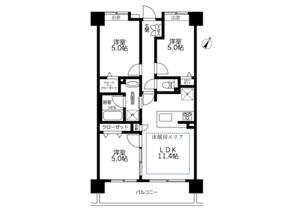3LDK Apartment to Buy in Yokohama-shi Aoba-ku Floorplan