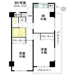 2DK Mansion in Higashi - Shibuya-ku Floorplan