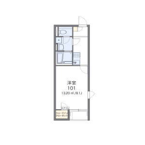 1K Apartment in Nakabarunishi - Kitakyushu-shi Tobata-ku Floorplan