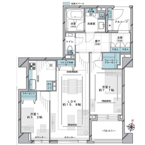 2LDK Mansion in Shirokane - Minato-ku Floorplan