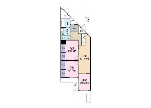 3LDK Apartment to Buy in Osaka-shi Higashiyodogawa-ku Floorplan