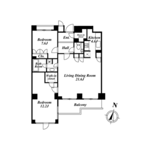2LDK Mansion in Kamiosaki - Shinagawa-ku Floorplan