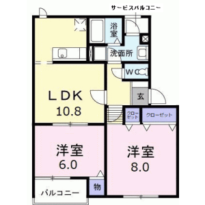 2LDK Apartment in Shimoiida - Kofu-shi Floorplan