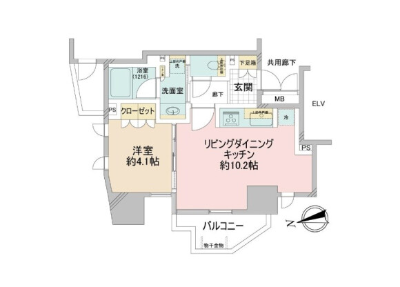 1LDK Apartment to Buy in Minato-ku Floorplan