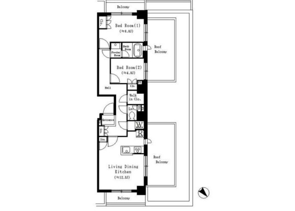 2LDK Apartment to Rent in Ichikawa-shi Floorplan