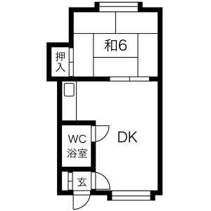 1DK Apartment in Hokkocho - Tomakomai-shi Floorplan