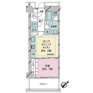 1LDK Mansion in Jigyohama - Fukuoka-shi Chuo-ku Floorplan
