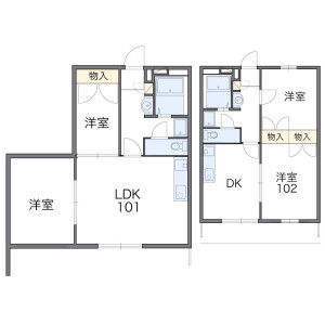 2DK Apartment in Mitsuwadai - Chiba-shi Wakaba-ku Floorplan