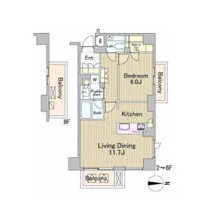 1LDK Mansion in Higashiazabu - Minato-ku Floorplan
