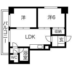 2LDK Mansion in Shiokusa - Osaka-shi Naniwa-ku Floorplan