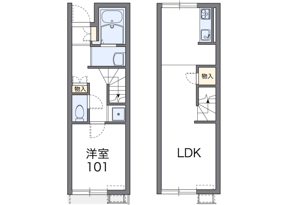 1LDK Apartment to Rent in Tottori-shi Floorplan