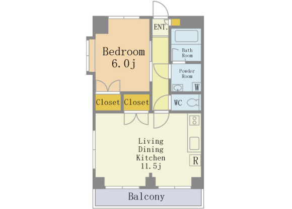 1LDK Apartment to Rent in Funabashi-shi Floorplan