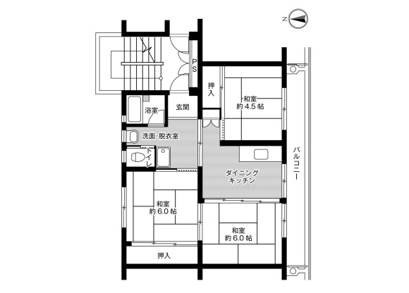 3DK Apartment to Rent in Kaga-shi Floorplan