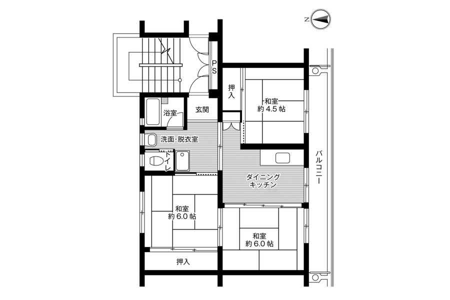 3DK Apartment to Rent in Shimotsuke-shi Floorplan