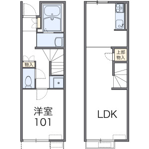 1LDK Apartment in Minamishinozaki - Kazo-shi Floorplan