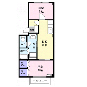 2DK Apartment in Nagamaki - Ama-gun Oharu-cho Floorplan
