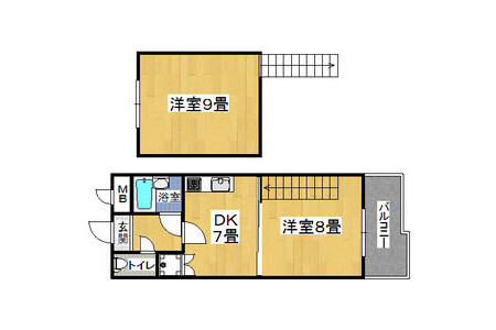 1DK Apartment to Rent in Osaka-shi Higashisumiyoshi-ku Floorplan