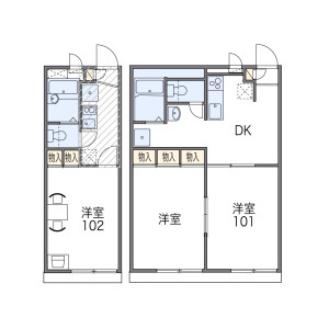 1K Apartment in Funahashihommachi - Hirakata-shi Floorplan
