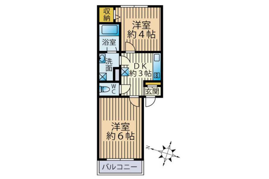 2DK Apartment to Buy in Minato-ku Floorplan
