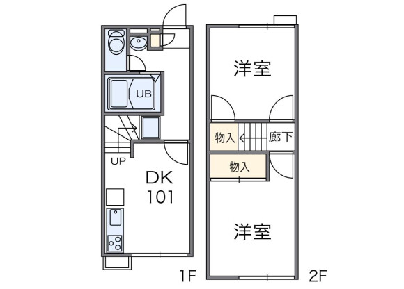 2DK Apartment to Rent in Kishiwada-shi Floorplan