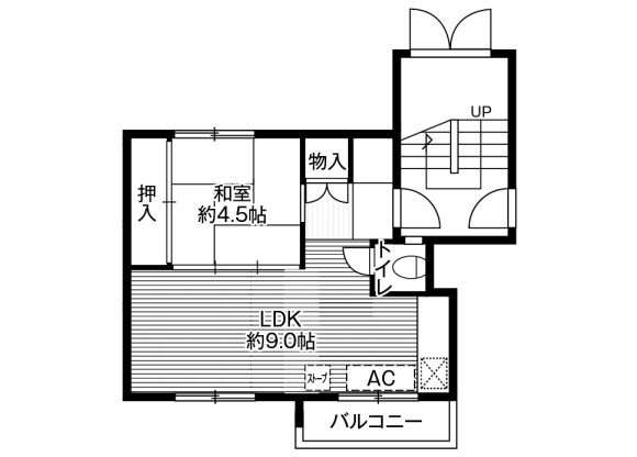 1LDK Apartment to Rent in Otaru-shi Floorplan