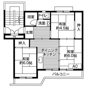 3DK Mansion in Yokota - Iizuka-shi Floorplan