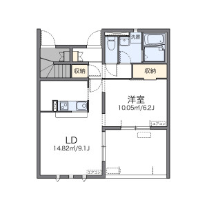 1LDK Apartment in Haruda - Chikushino-shi Floorplan