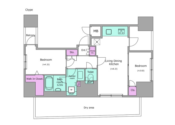 1SDK Apartment to Rent in Bunkyo-ku Floorplan