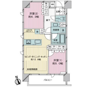 2LDK {building type} in Minato - Chuo-ku Floorplan
