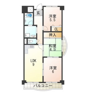 3LDK Mansion in Nonoe - Habikino-shi Floorplan