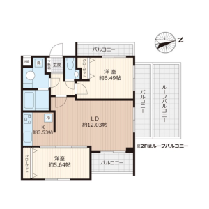 2LDK Mansion in Hayamiya - Nerima-ku Floorplan