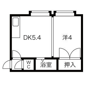 札幌市西区 琴似三条 1DK アパート 間取り