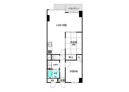 2LDK Apartment to Rent in Kyoto-shi Shimogyo-ku Floorplan