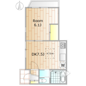 1DK Apartment in Fukasawa - Setagaya-ku Floorplan