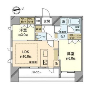 2LDK Mansion in Uchikanda - Chiyoda-ku Floorplan