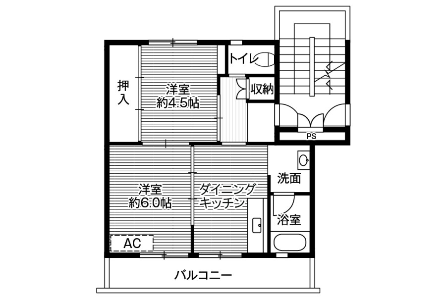 2DK Apartment to Rent in Nishimuro-gun Susami-cho Floorplan
