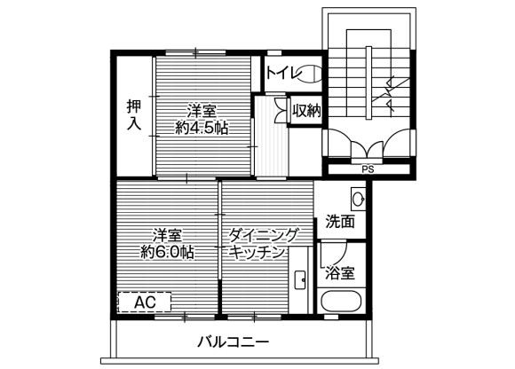2DK Apartment to Rent in Tochigi-shi Floorplan