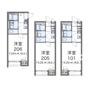 1K 아파트 in Yokodai - Yokohama-shi Isogo-ku Floorplan