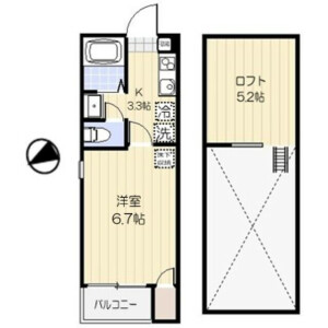 1K Apartment in Wakamatsucho - Fuchu-shi Floorplan