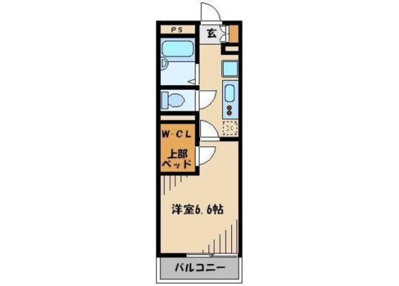 1Kマンション - 福岡市博多区賃貸 間取り