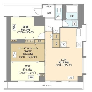 澀谷區恵比寿西-2SLDK公寓大廈 房間格局