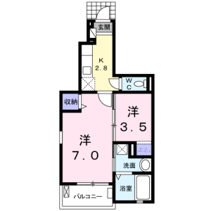1K Apartment in Shimoimaicho - Kofu-shi Floorplan