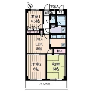 3LDK 맨션 in Miyamotocho - Koshigaya-shi Floorplan