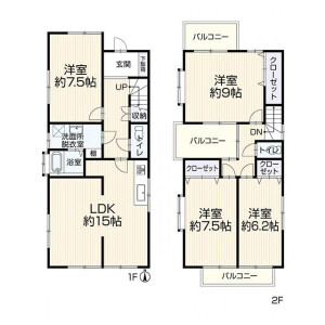 4LDK {building type} in Utasatocho - Nagoya-shi Nishi-ku Floorplan