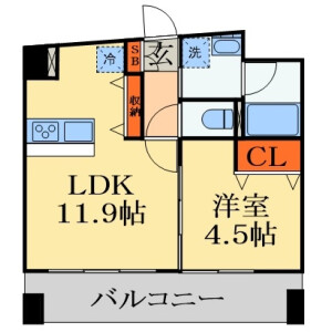 1LDK Mansion in Nobuto - Chiba-shi Chuo-ku Floorplan