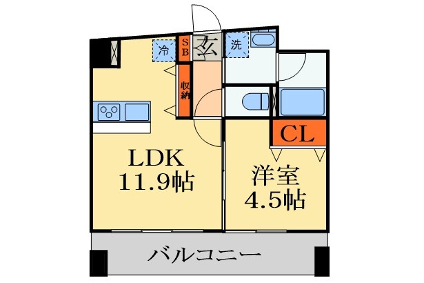 1LDK Apartment to Rent in Chiba-shi Chuo-ku Floorplan