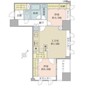 2LDK {building type} in Tsukiji - Chuo-ku Floorplan