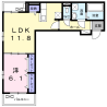 1LDK Apartment to Rent in Yokohama-shi Sakae-ku Floorplan