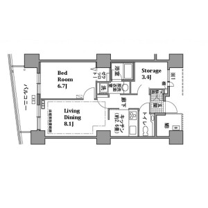 1LDK Mansion in Kaigan(1.2-chome) - Minato-ku Floorplan